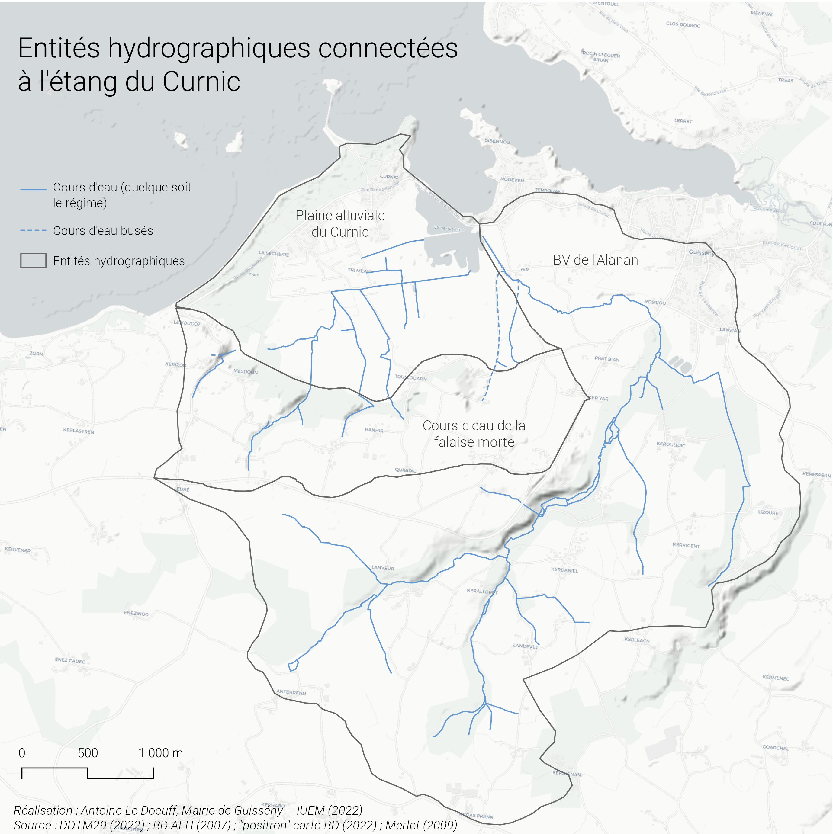 Entités hydrologiques connectées à l'étang du Curnic