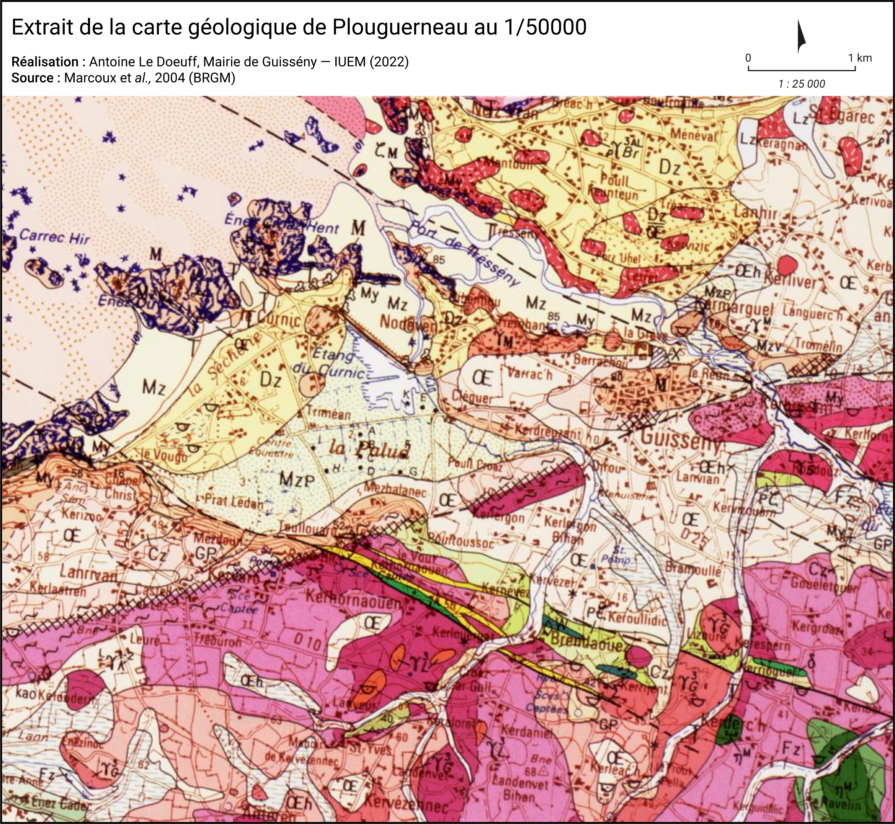 Extrait de la carte géologique de Plouguerneau au 1/50000