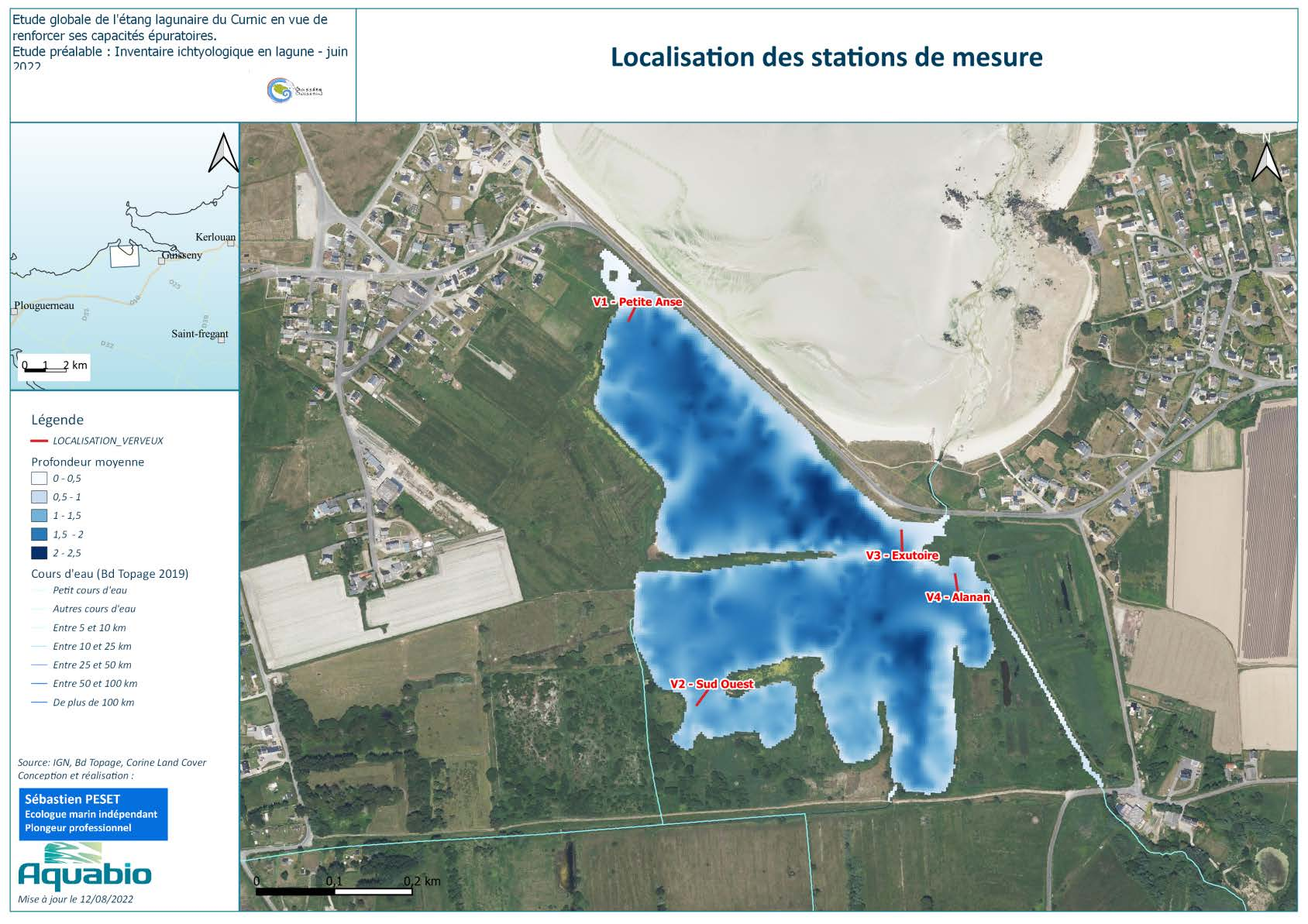 Localisation des stations lors de la campagne du 13 au 14 juin 2022 (Peset, 2022)